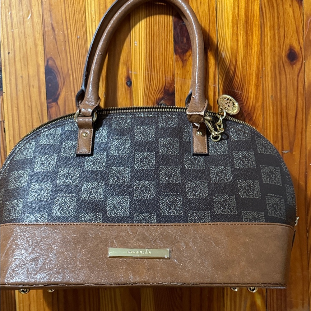 Elegant Brown Patterned Satchel by Nine West